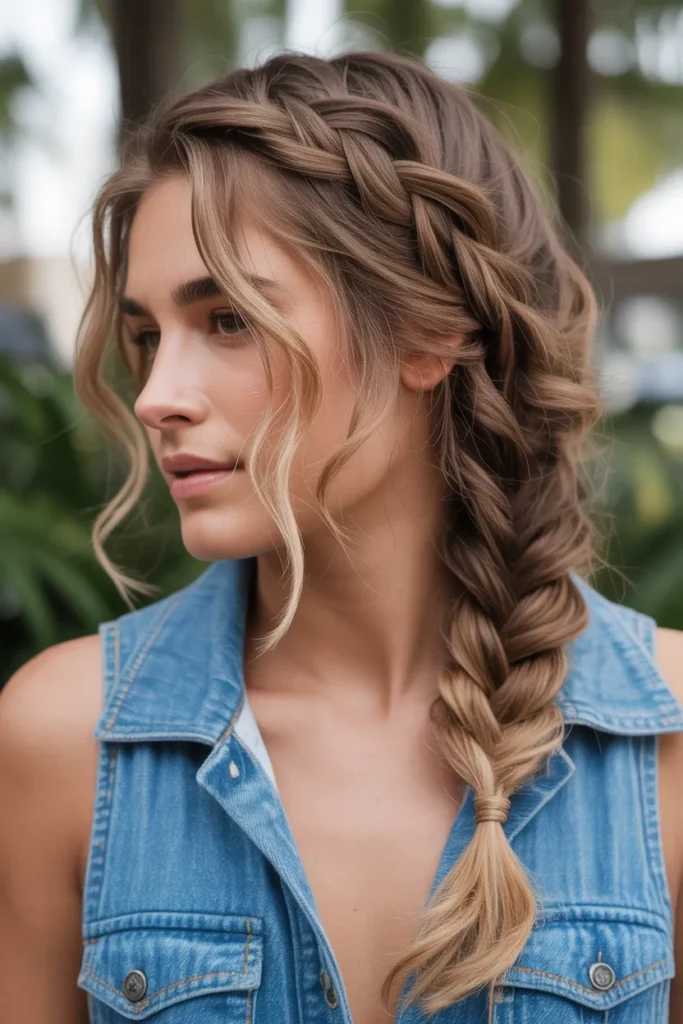 Messy Side Braid with Waves