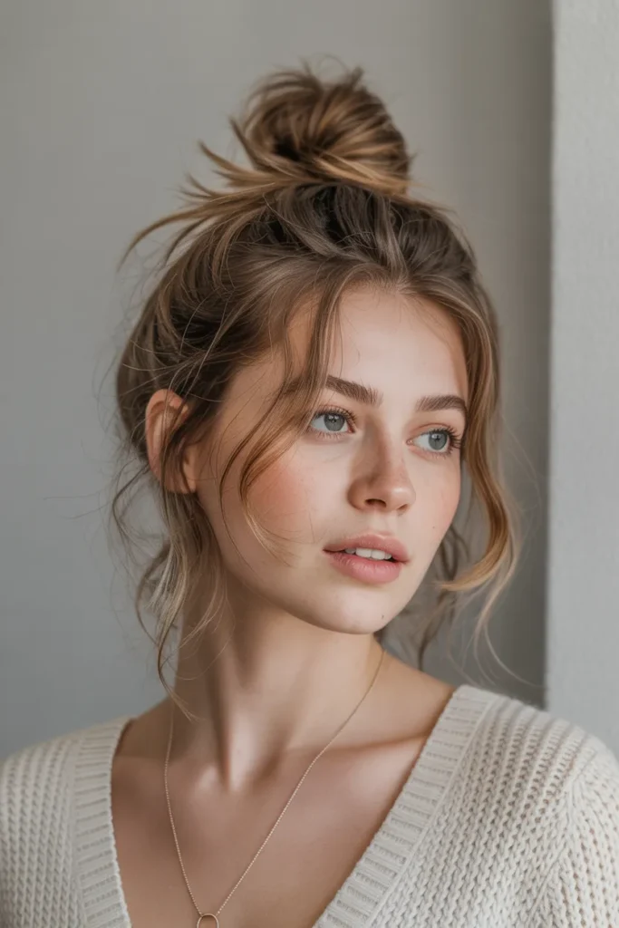 Messy Top Knot with Loose Texture