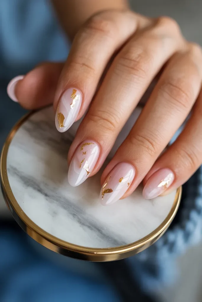 Milky Rose Quartz with Micro-Gold Foil Flakes