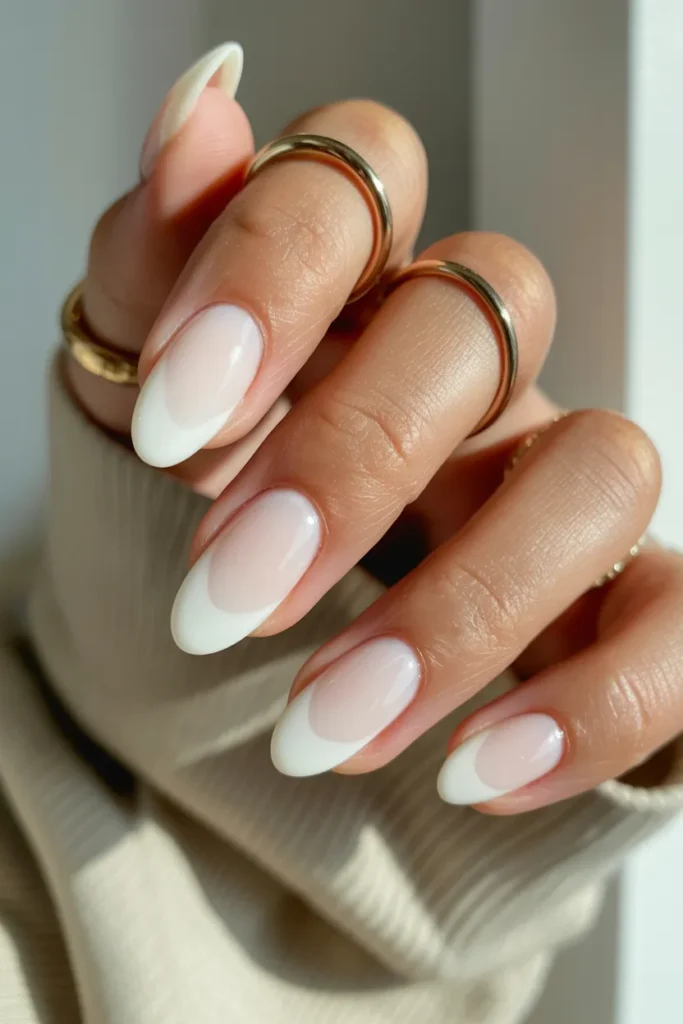 Milky White Glow Nails