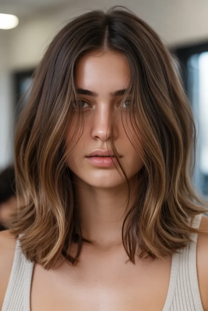 Mocha Brown with Face-Framing Highlights