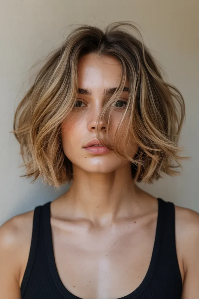 Natural Textured Bob with Light Layers