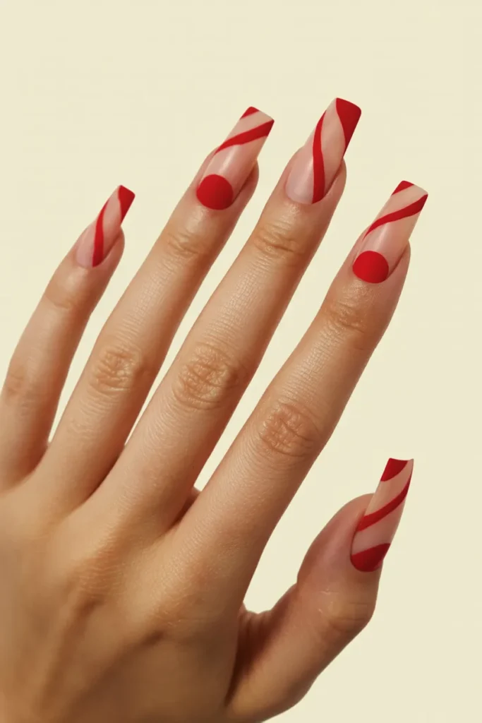 Negative Space Red Nail Art for Chic Minimalism