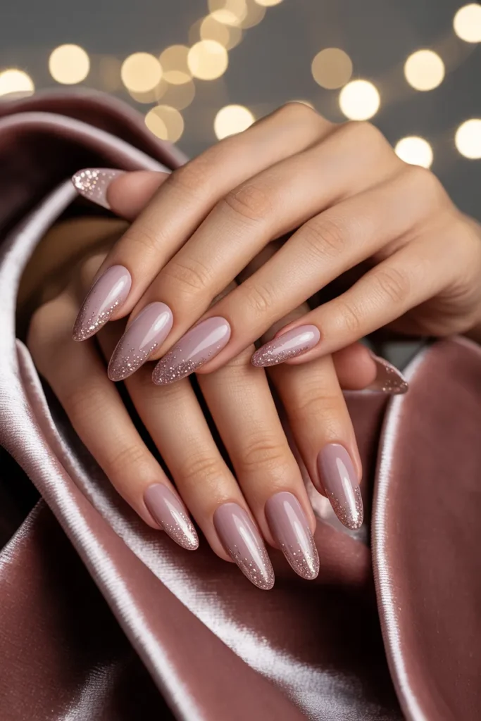 Ombré Mauve to Champagne Sparkle Fade