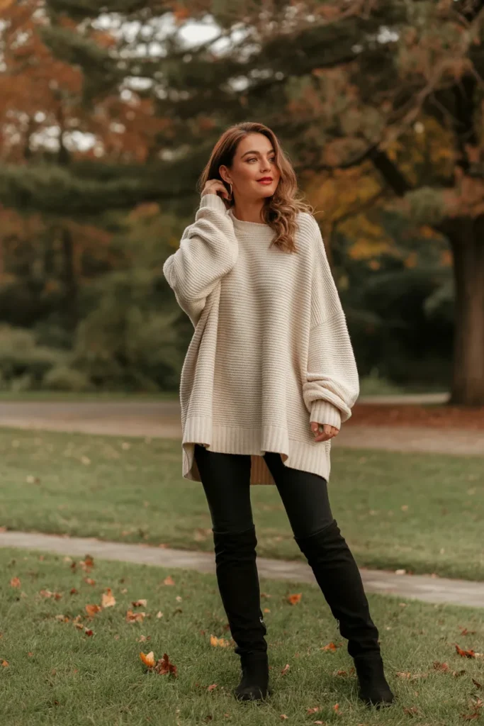 Oversized Sweater with Leggings and Boots
