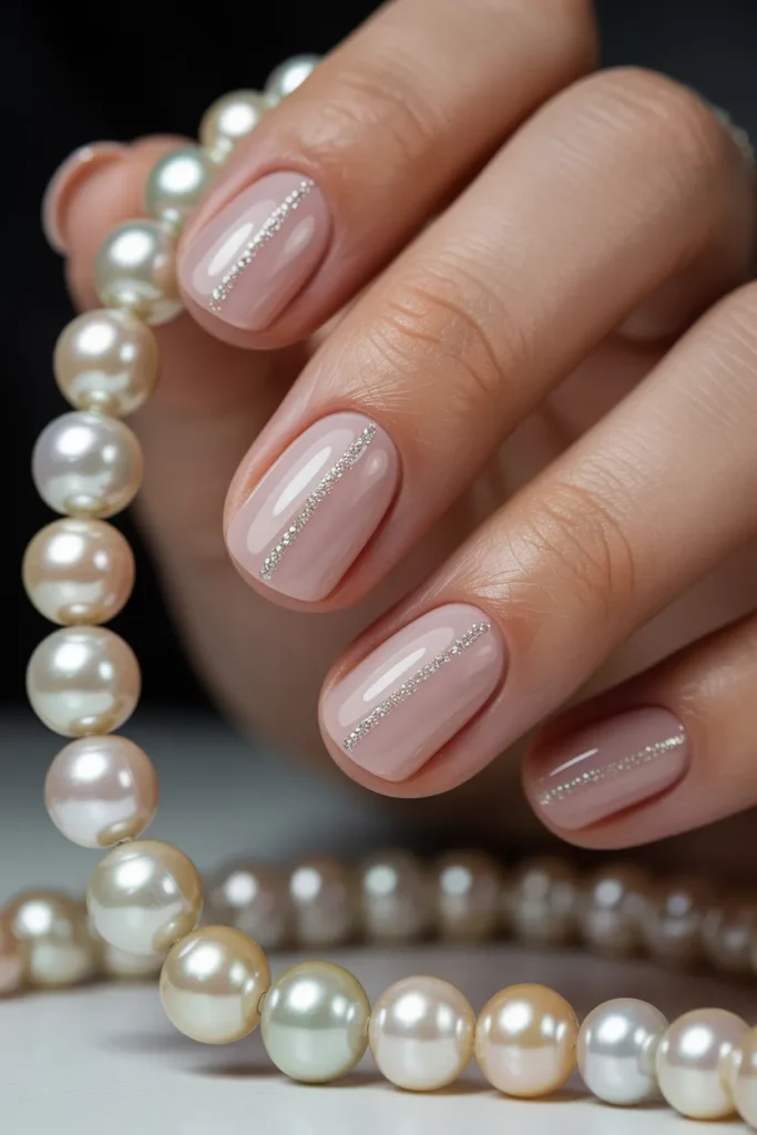 Pale Peony with Vertical Diamond Dust Stripe