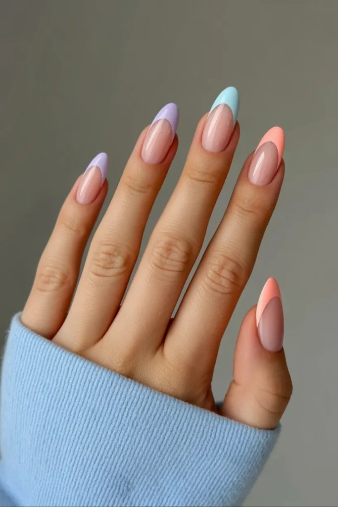 Pastel French Tips With a Modern Twist