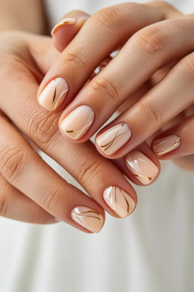 Peachy Nude with Minimal Line Art