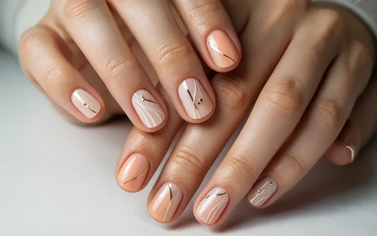Peachy Nude with Minimal Line Art,