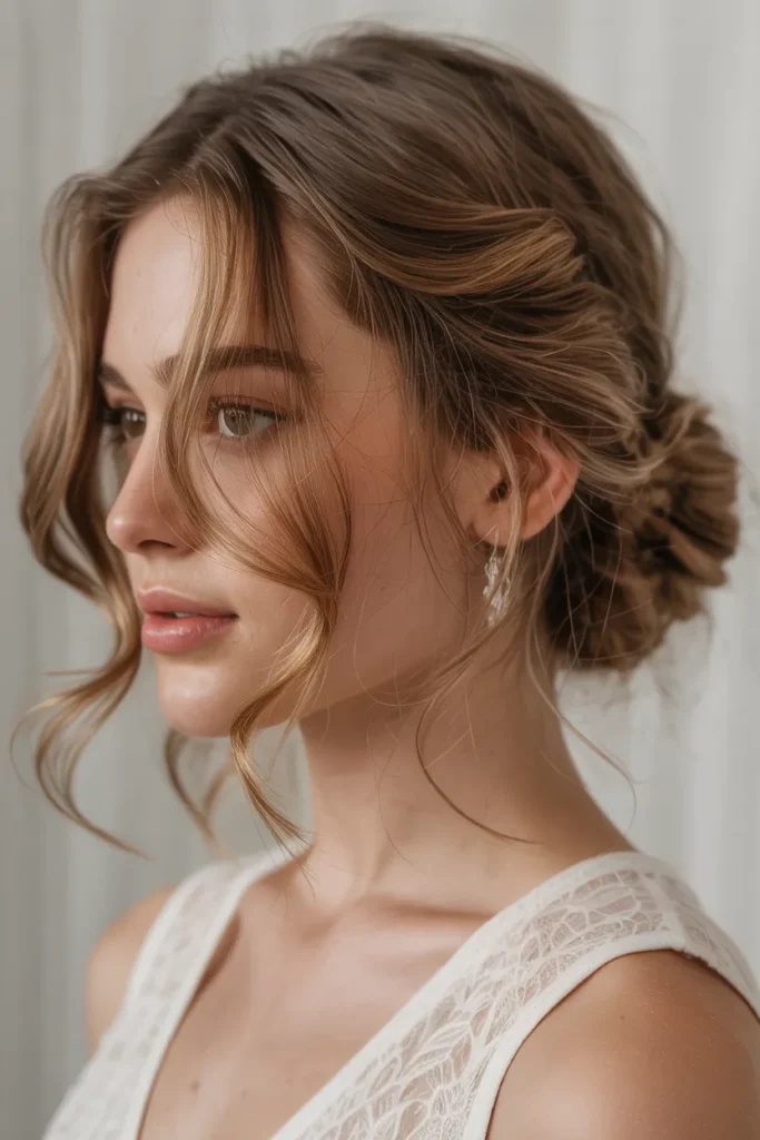 Romantic Half Up with Face-Framing Strands