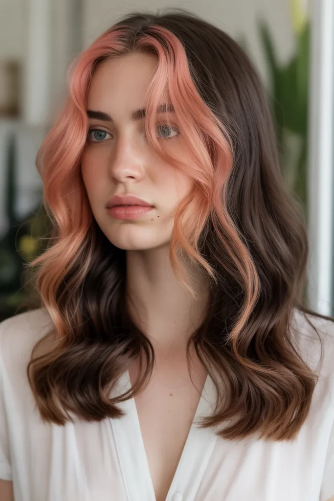 Rose Gold and Dark Brown Calico Hair Color