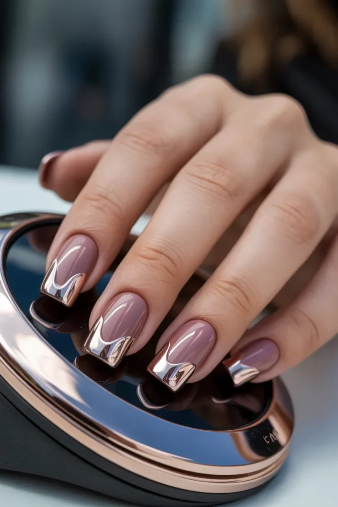 Satin-Finish Dusty Rose with Chrome "Drip" Tips