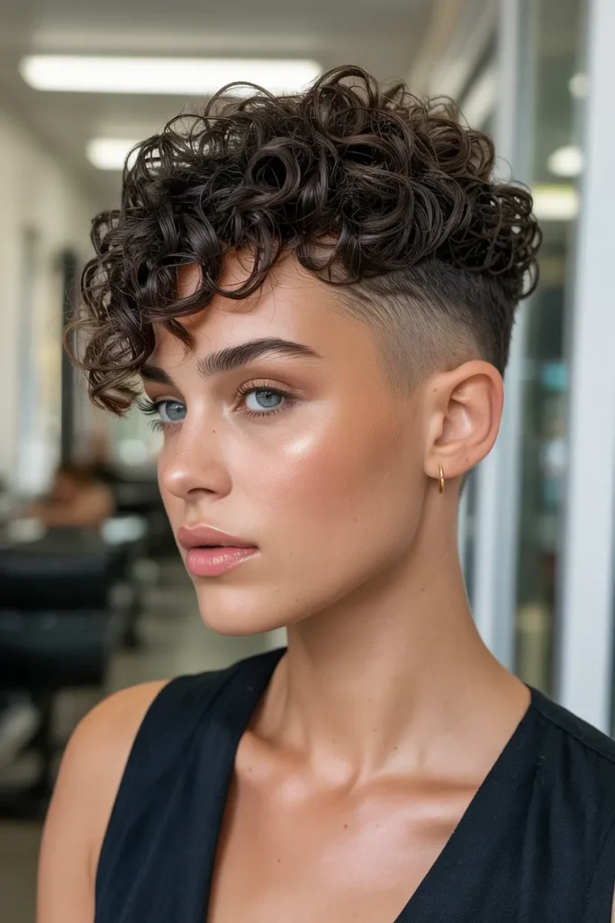 Short Curly Tapered Cut