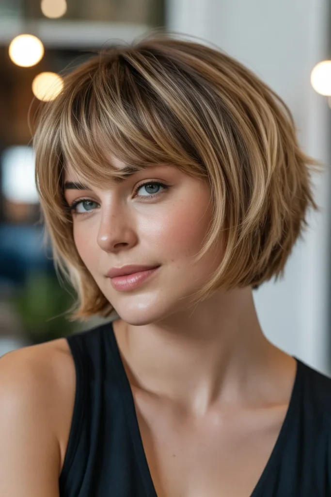 Short Layered Bob with Soft Fringe