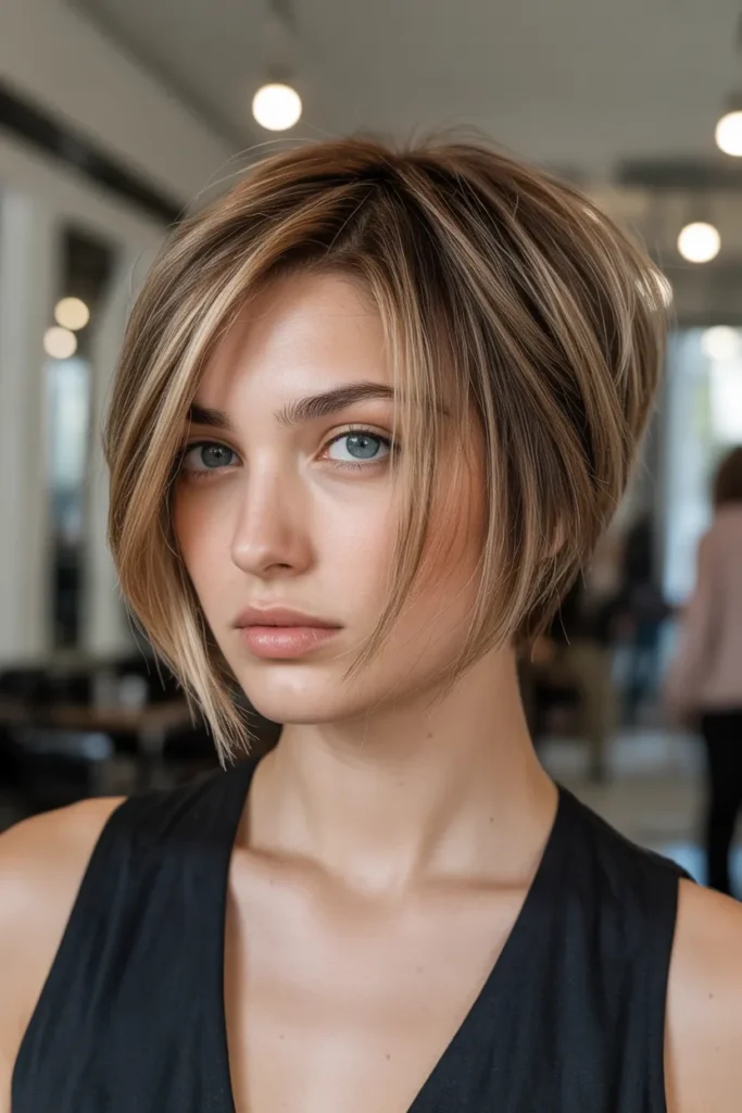 Short Layered Bob with Tapered Ends