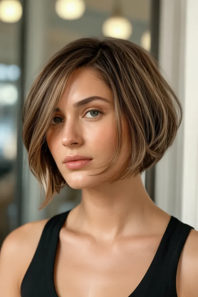 Short Layered Bob with Textured Ends