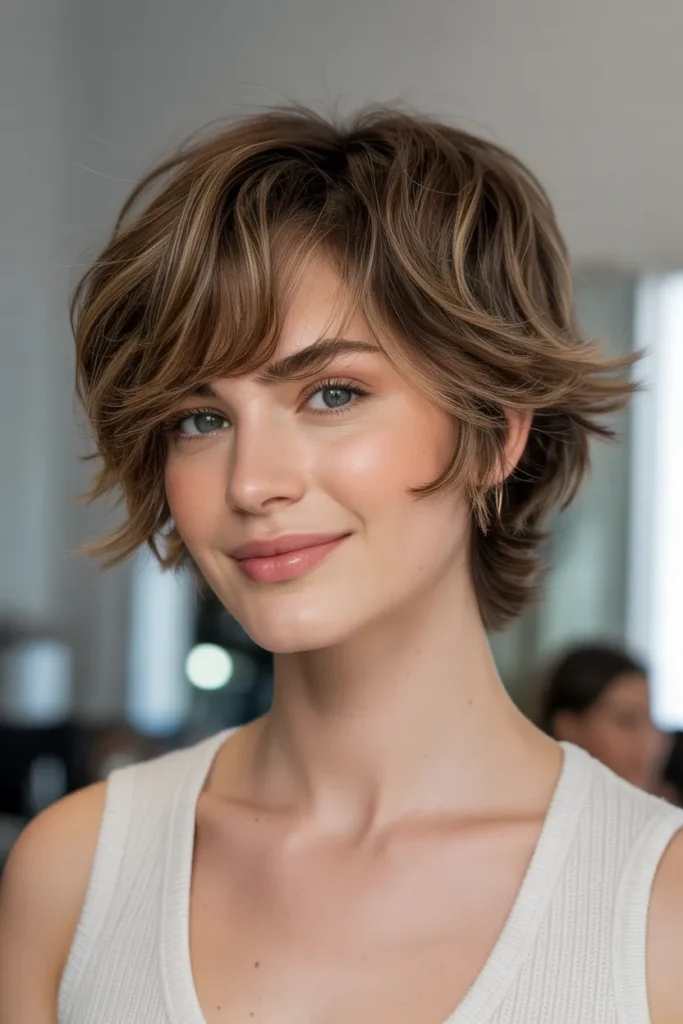 Short Layered Cut with Natural Texture