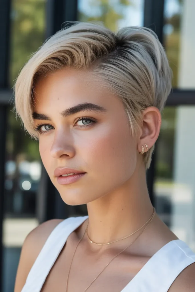 Short Pixie with Side Part Elegance