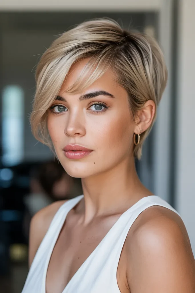 Short Pixie with Side-Swept Bangs