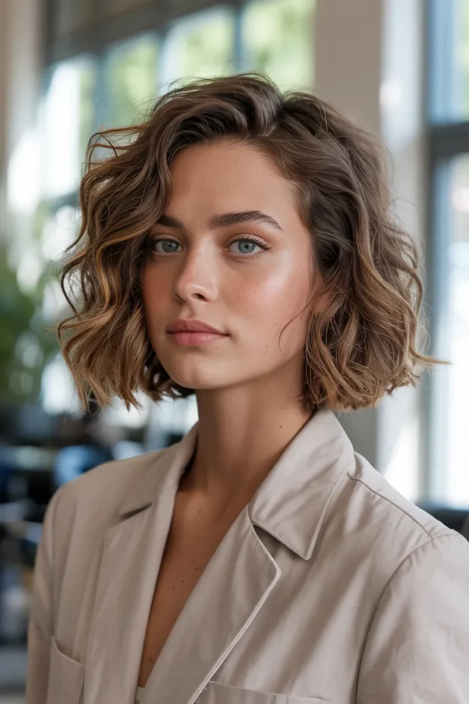 Short Wavy Bob with Natural Finish