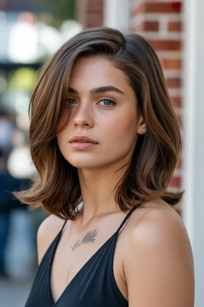 Shoulder-Length Layers with Side Part