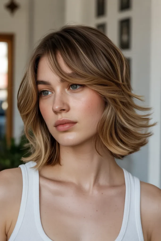 Shoulder-Length Soft Layers with Side Bangs