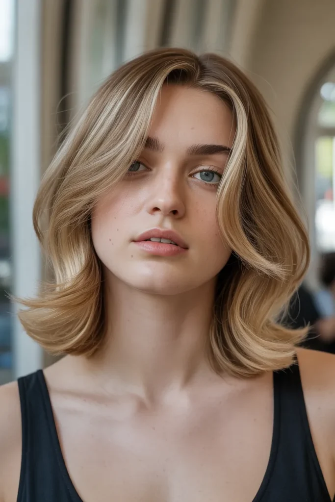 Shoulder-Length Soft Layers with Side Fringe