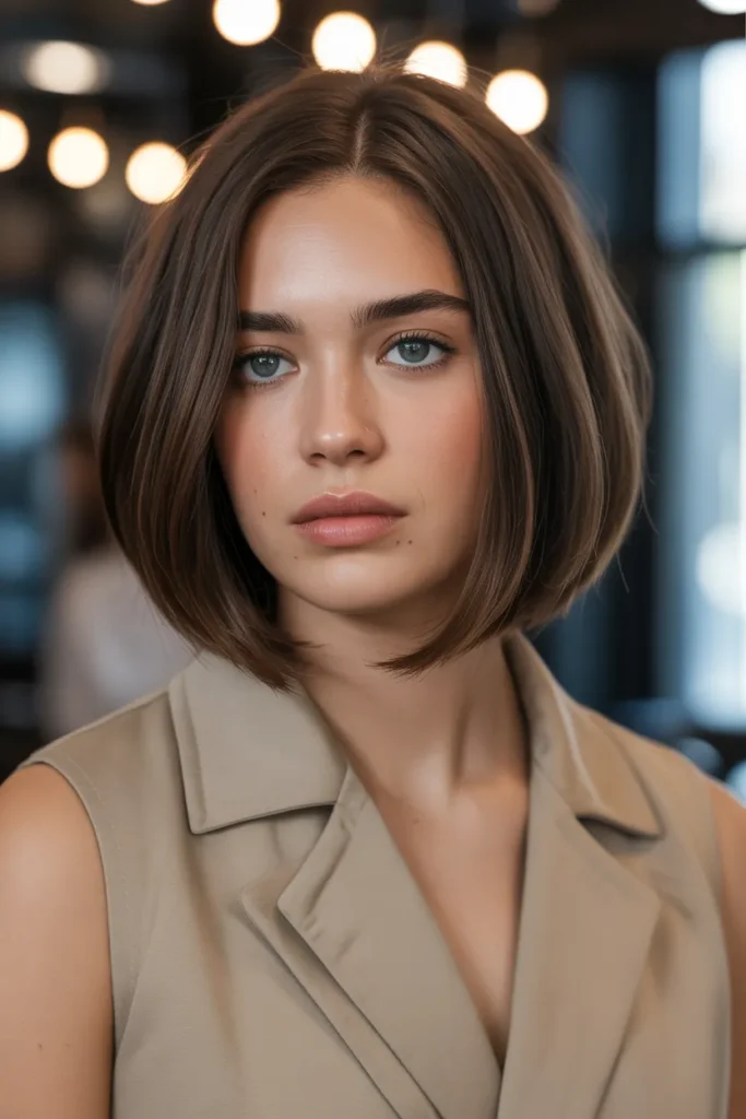 Sleek Layered Bob with Center Part