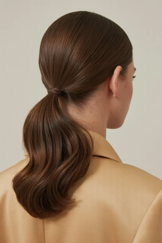 Sleek Mid Ponytail with Middle Part