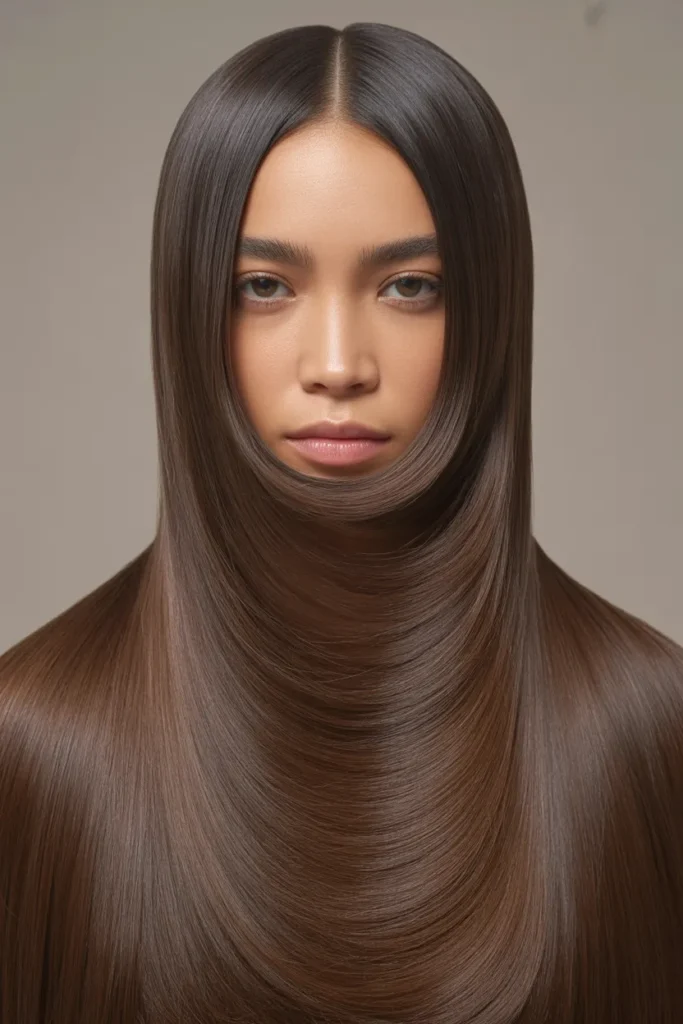Sleek Middle-Part Straight Hair