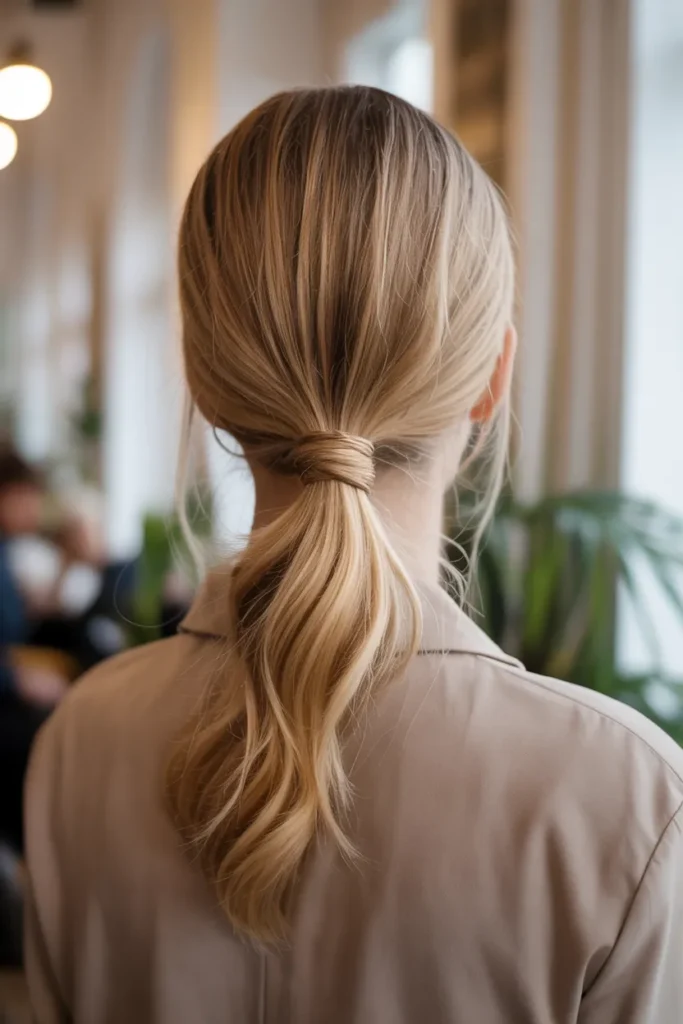 Sleek Ponytail with Hair Wrap