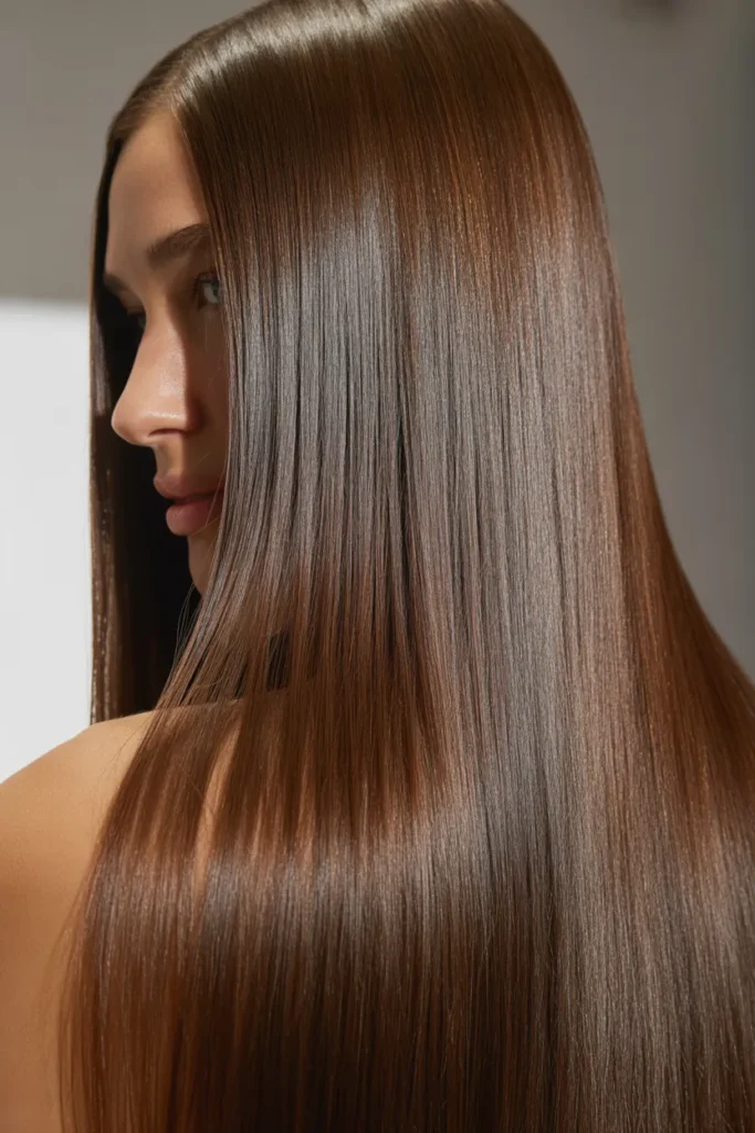Sleek Straight Hair with Glossy Finish