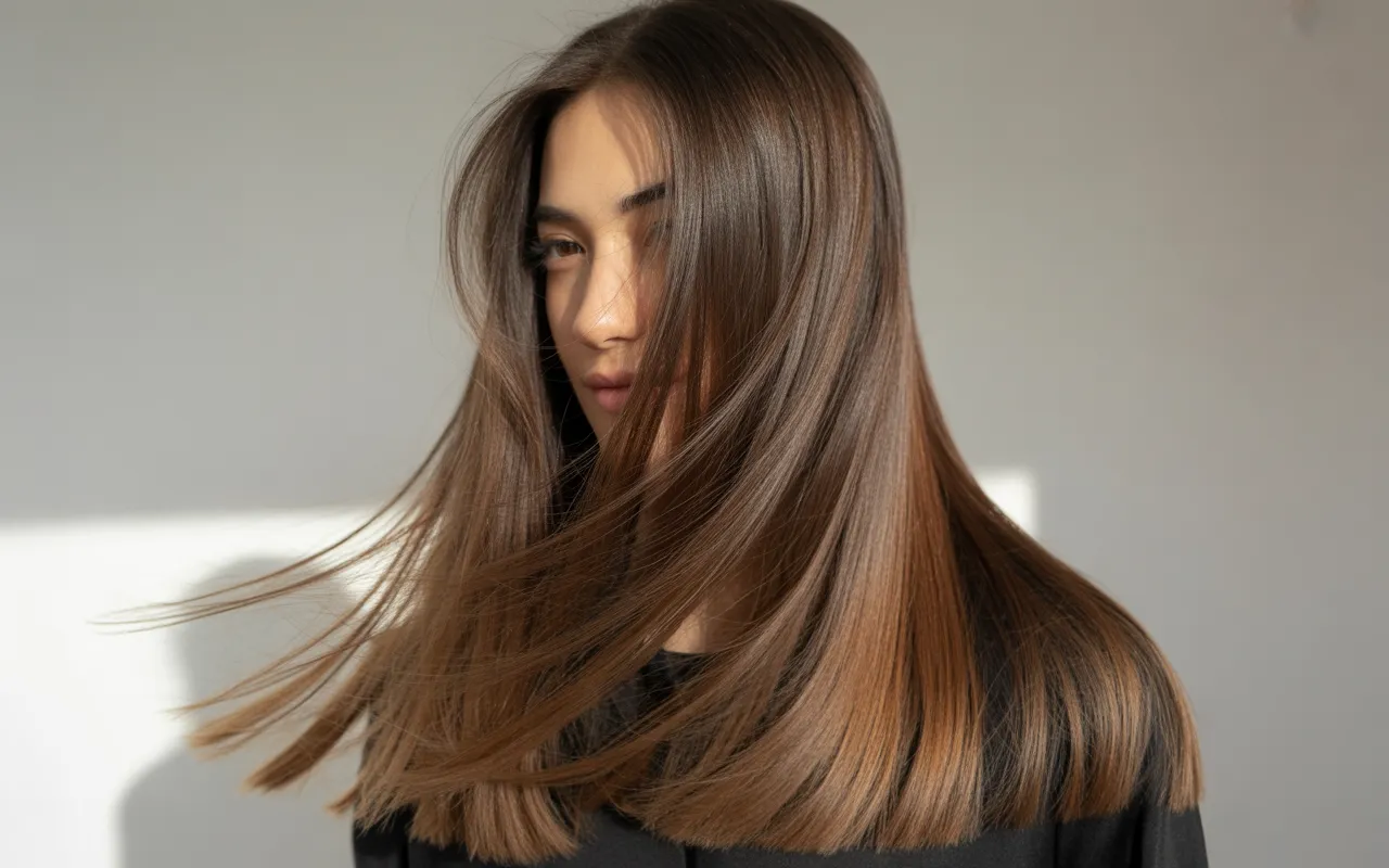 Sleek Straight Hair with Low Maintenance Layers,