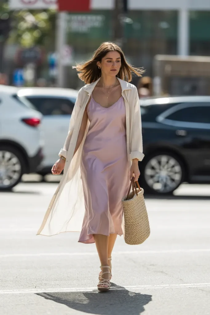 Slip Dress with Lightweight Cardigan
