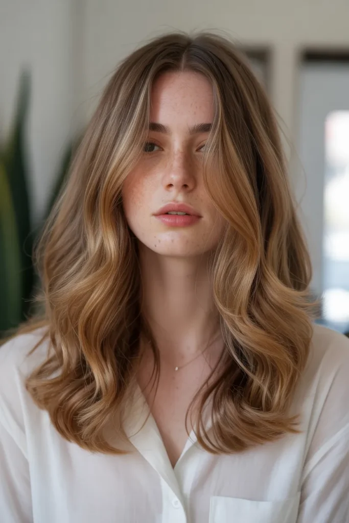Soft Auburn Balayage with Natural Texture