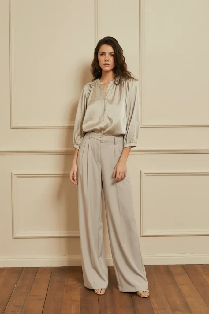 Soft Blouse with Wide-Leg Pants