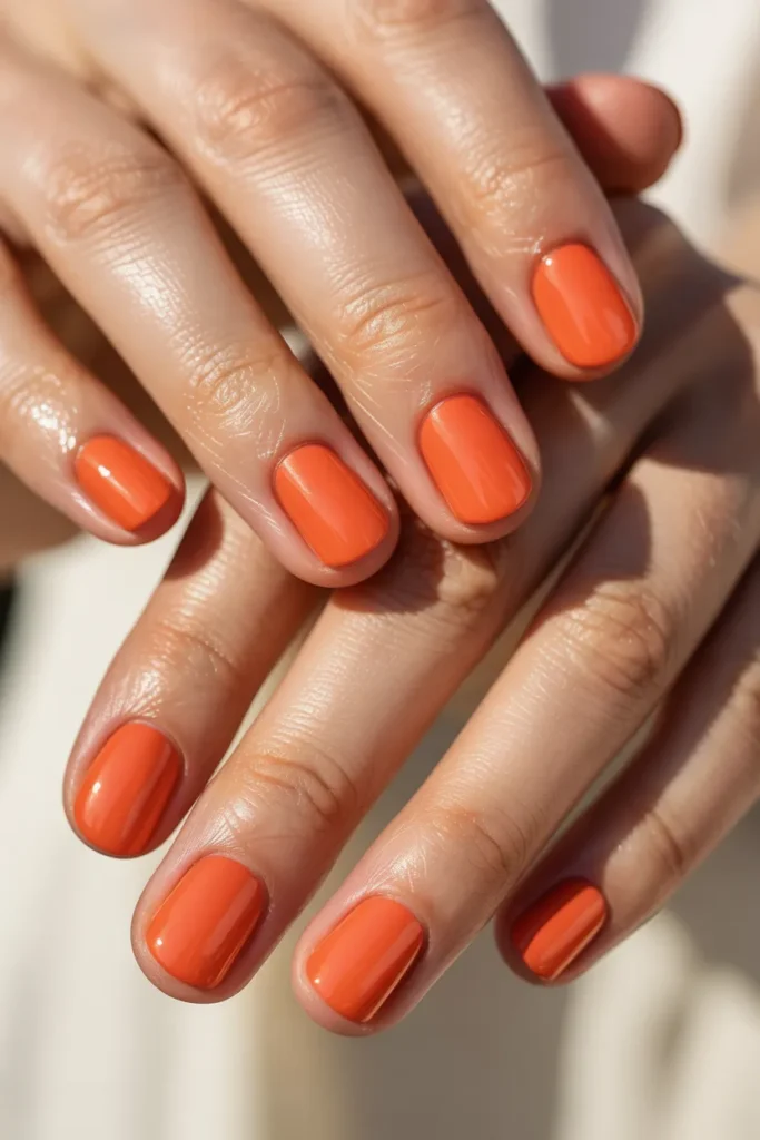 Soft Coral Short Nails