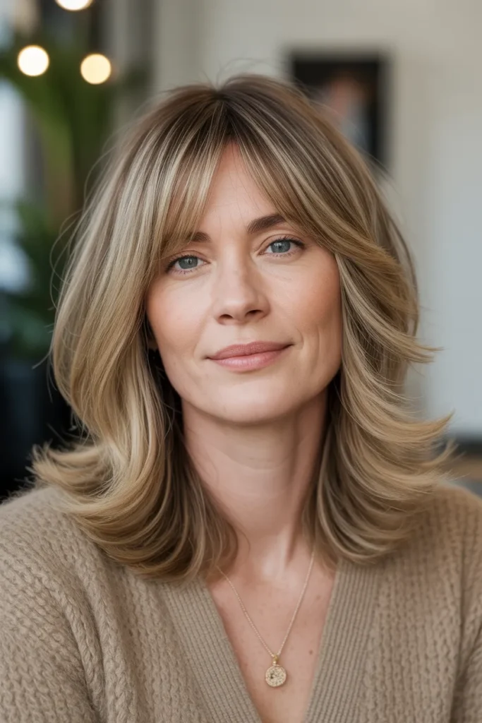 Soft Curtain Bangs with Medium Hair