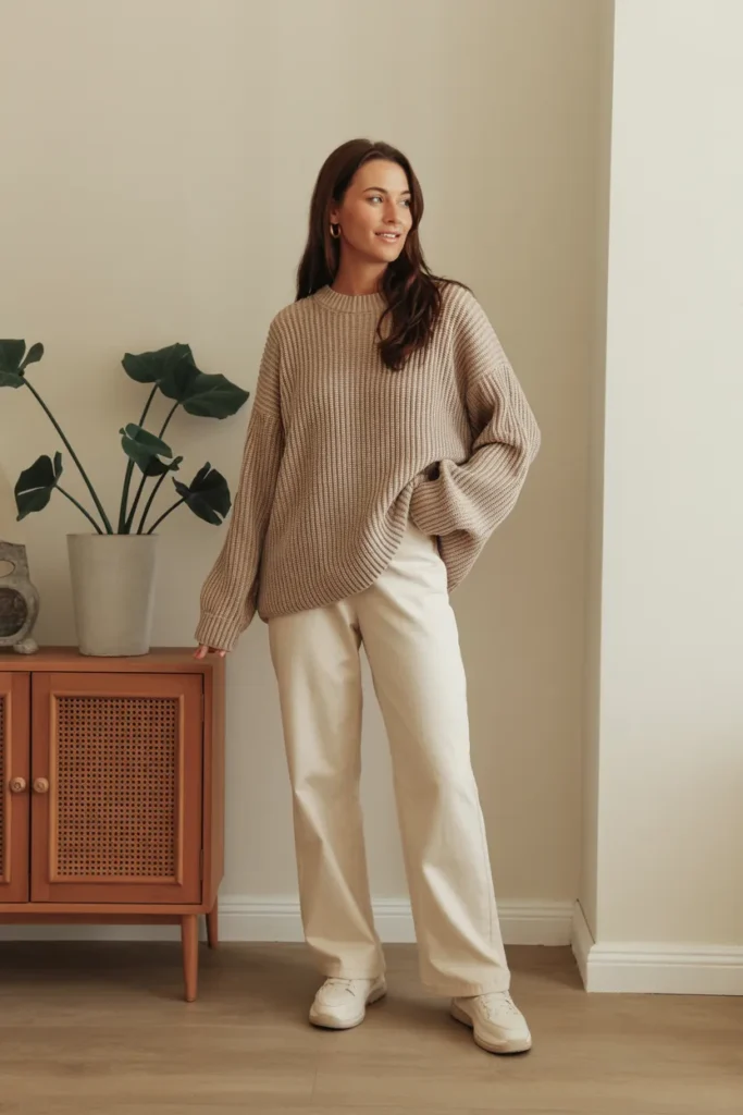 Soft Knit Sweater with Straight Pants