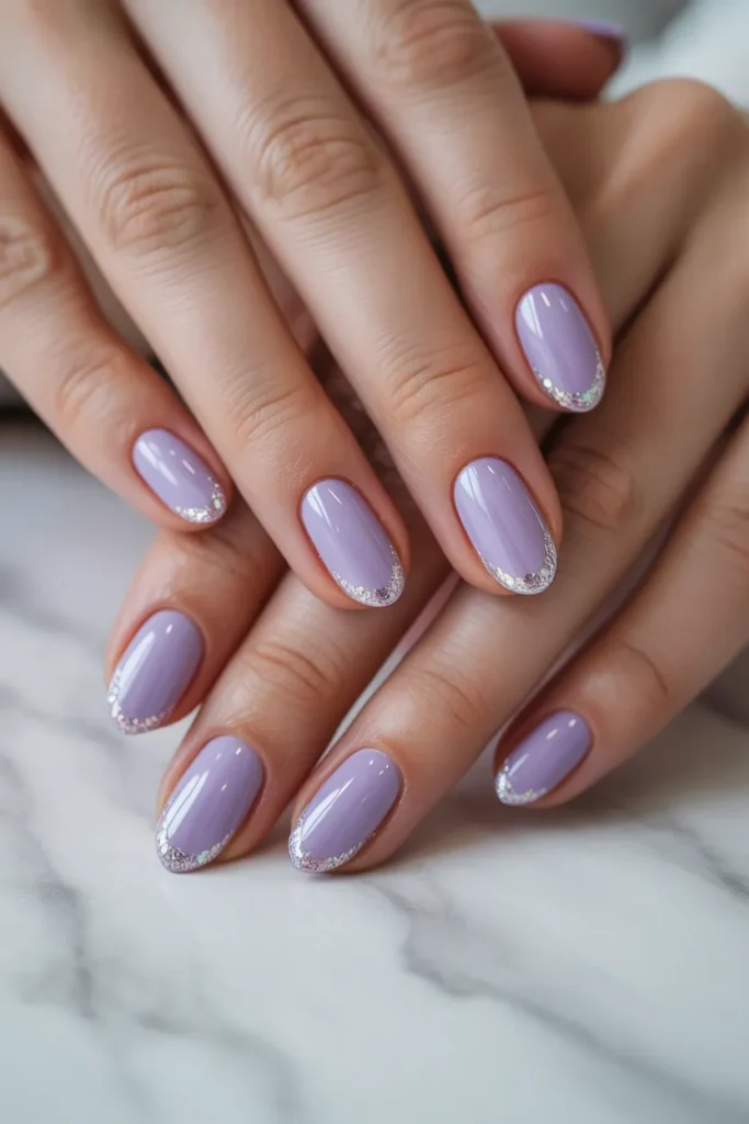 Soft Lavender Nails with Minimal Glitter