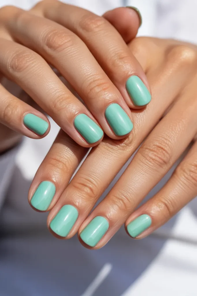 Soft Mint Green Short Nails