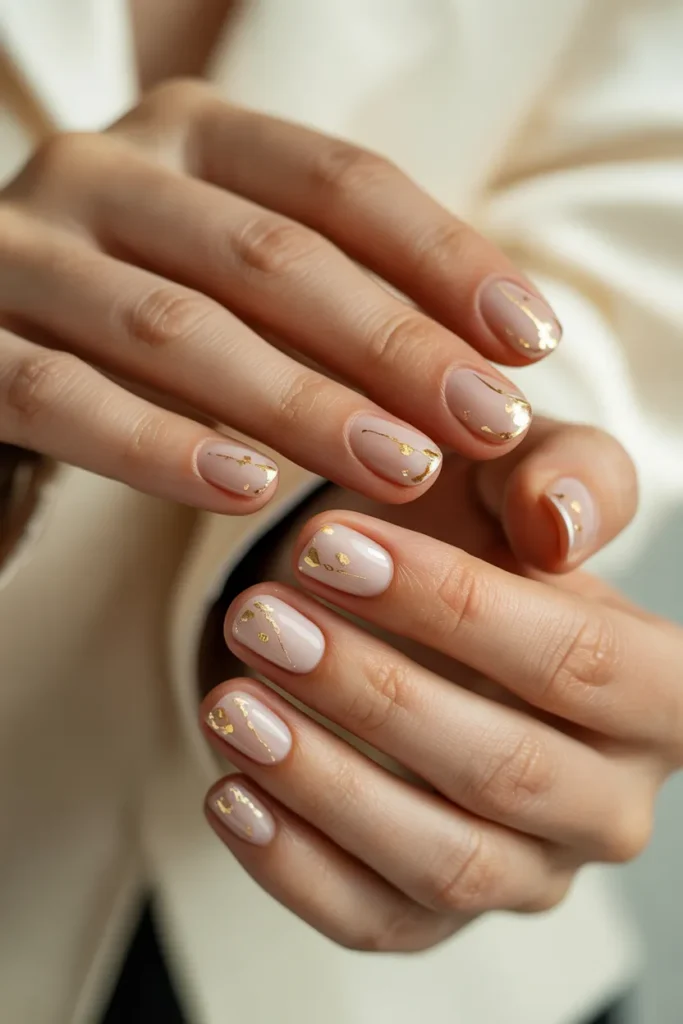 Soft Nude with Tiny Gold Accents