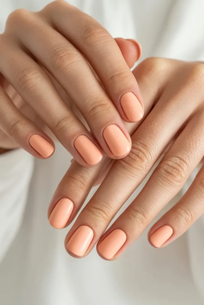 Soft Peach Matte Short Nails