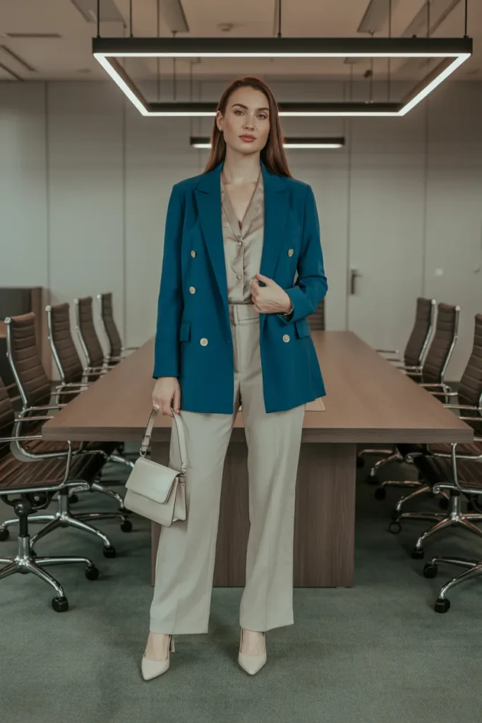 Statement Blazer with Neutral Base