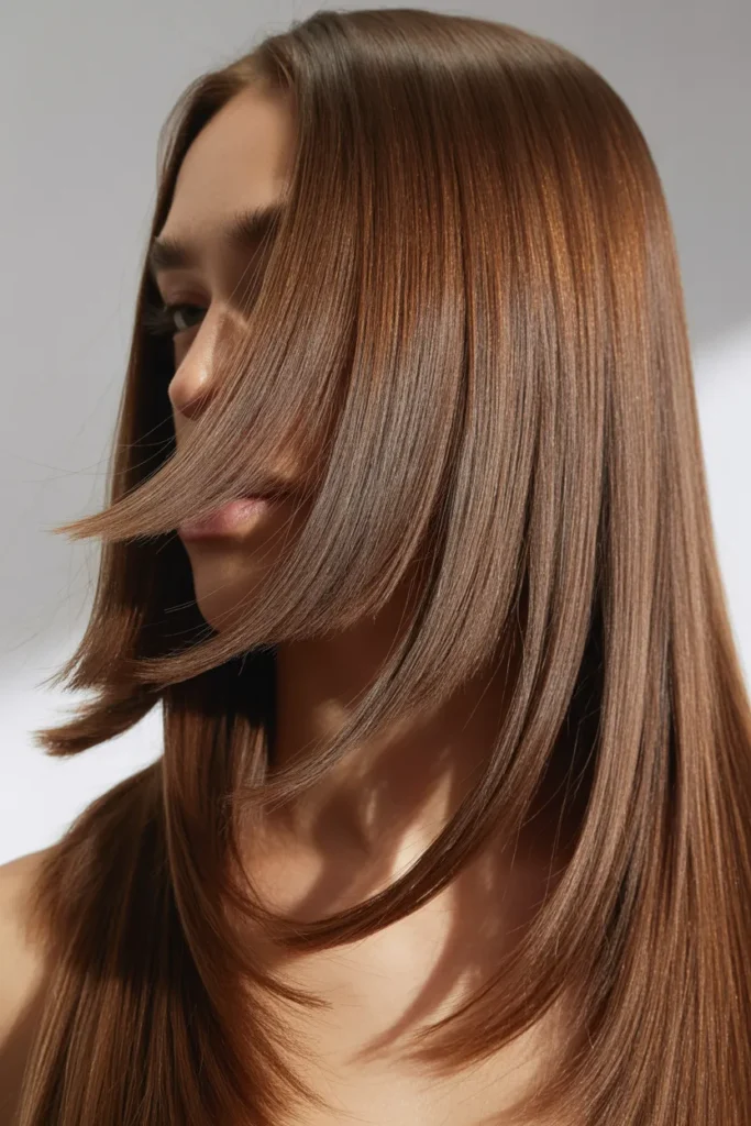 Straight Hair with Angled Side Layers