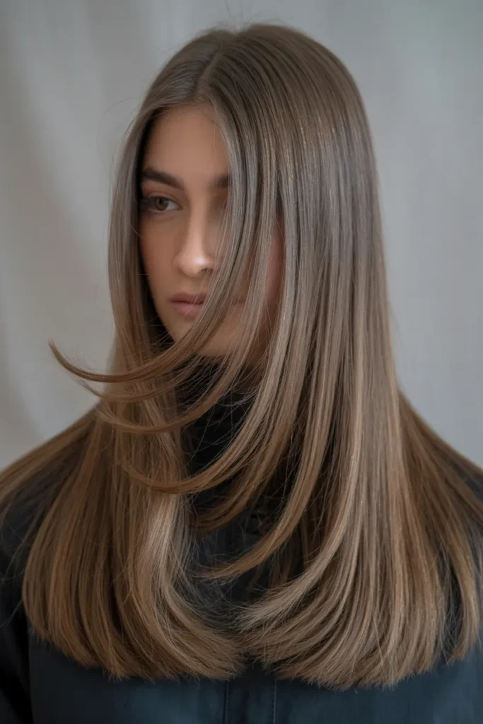 Straight Hair with Center-Parted Face-Framing Layers