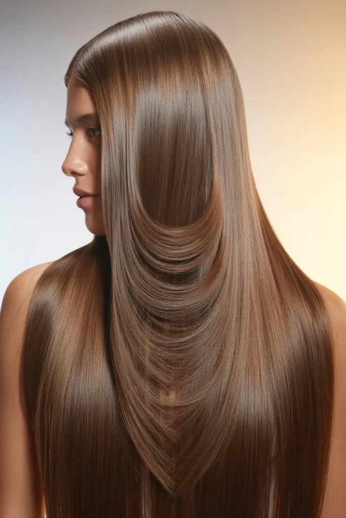 Straight Hair with Layered V-Cut Ends