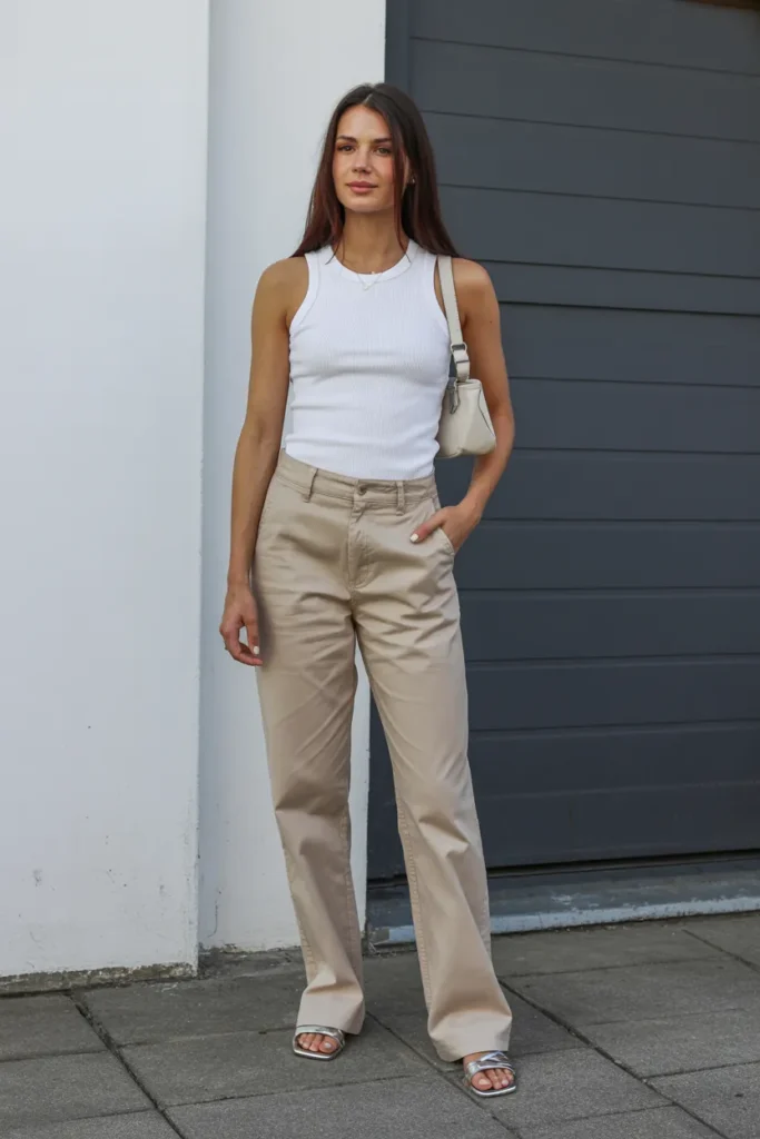 Straight-Leg Pants with Fitted Tank Top