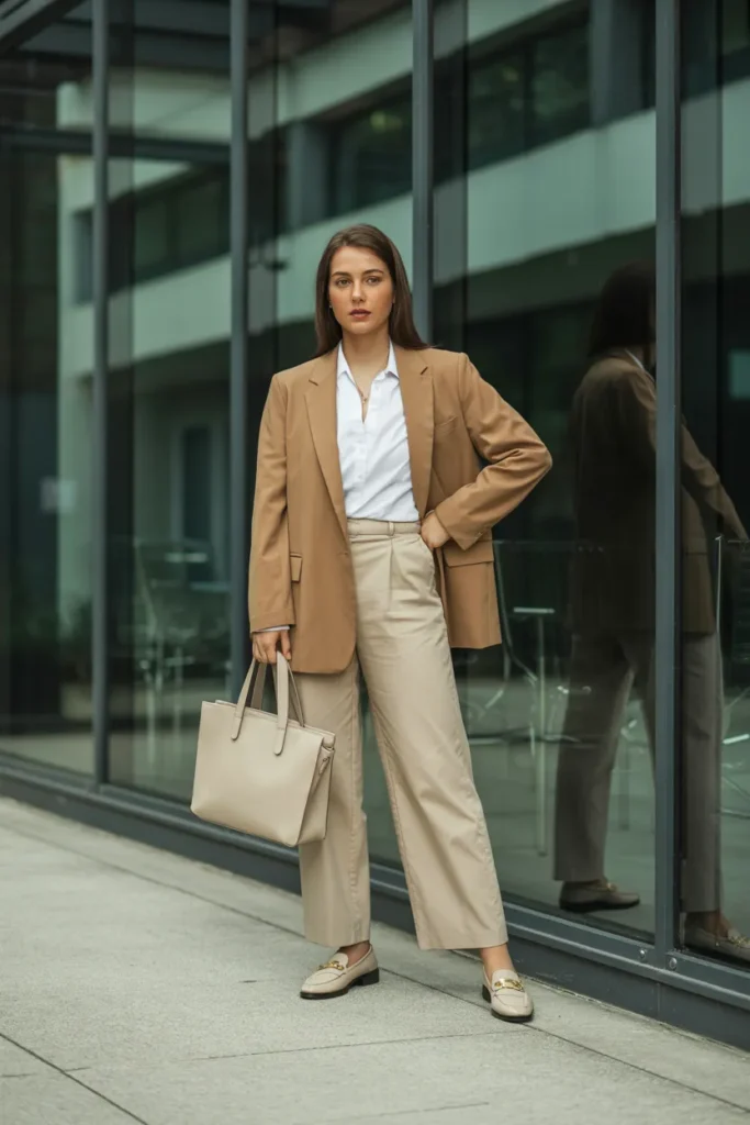 Straight-Leg Trousers with Oversized Blazer