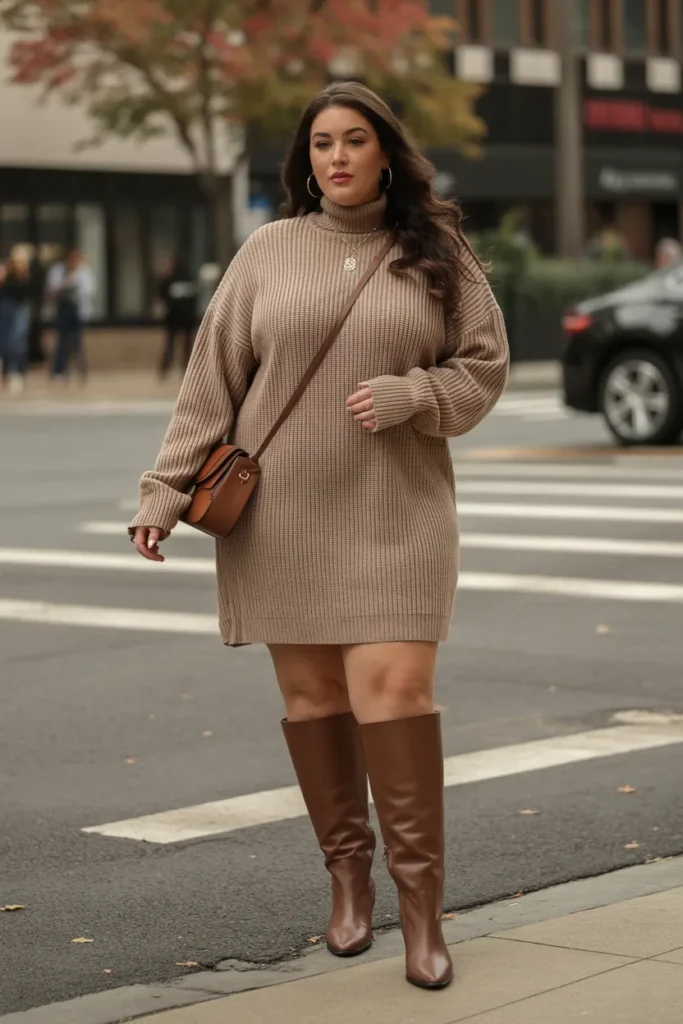 Sweater Dress with Knee-High Boots